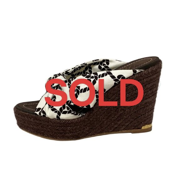 Loewe Shoes - LOEWE - White Dark Brown Canvas Hemp Women's Sandals 139-052325
